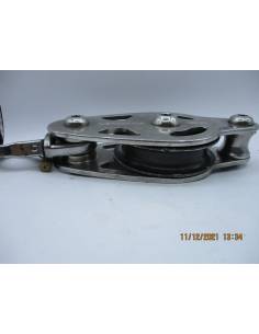 Polea inox LEWMAR 155HL arraigo y mosqueton cabo 24/30mm 2