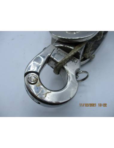 Polea inox LEWMAR 155HL c/mosqueton para cabo...
