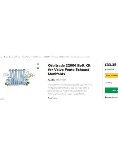 Orbitrade 22006 Kit de boulons pour collecteurs...