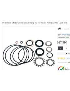 Orbitrade 19010 Kit di giunti e giunti torici per unità di ingranaggio inferiore Volvo Penta
