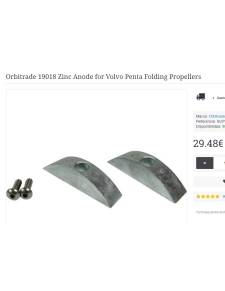 Orbitrade 19018 Zinc Anode for Volvo Penta Folding Propellers