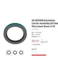 Paraolio del gruppo portante Quicksilver Mercruiser Bravo...