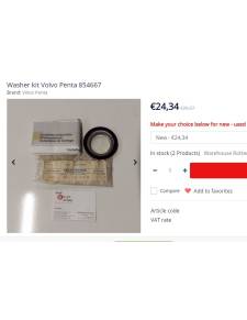 Kit lave-glace Volvo Penta 854667