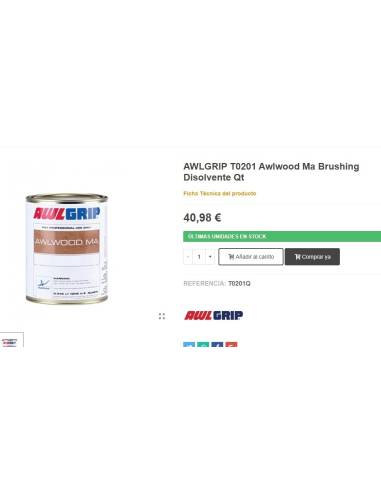 AWLGRIP T0201 Awlwood Ma Brushing Disolvente Qt