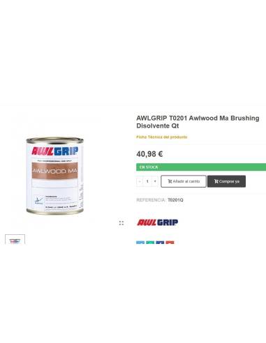 AWLGRIP T0201 Awlwood Ma Brushing Disolvente Qt