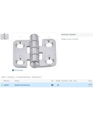 Bisagra Inox 35x37x2 mm