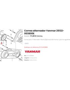 Alternate Belt 25132-003800E Yanmar 2