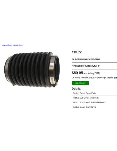 Crom Marine 119022 Escape Bellow Kit sans Volvo...