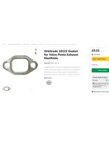 Bordo Orbitrade 16123 per collettori di scarico Volvo Penta