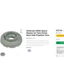Orbitrade 19261 Arandela espaciadora  para cono de hélice de cubo corto Volvo Penta