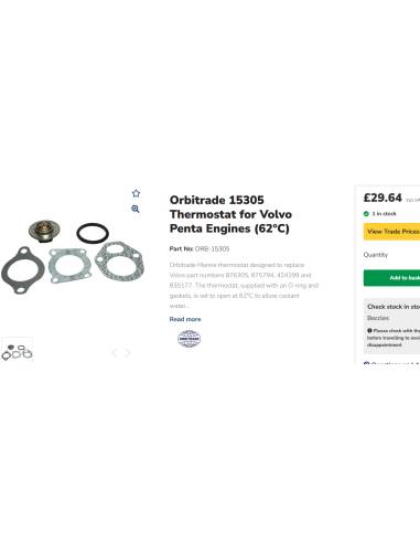 Termostato Orbitrade 15305 para motores Volvo...