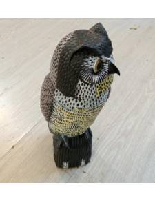 Espantapájaros Falso Realista de Búho con Cabeza Giratoria - 26.92cm