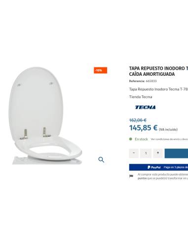 Tecma Tapa Repuesto Inodoro  T-781TBFR Compass...