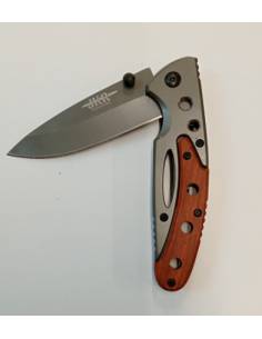 Coltello a serramanico tattica mango acciaio e legno...