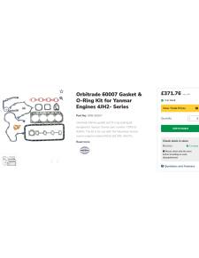 Orbitrade 60007 Gasket & O-Ring Kit for Yanmar Engines 4JH2- Series