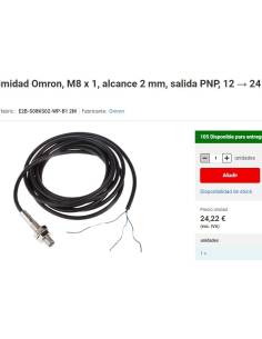 Sensor de proximidad Omron, M8 x 1, alcance 2 mm, salida...