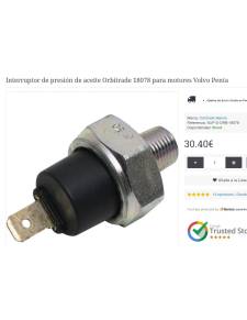 Interruptor de presión de aceite Orbitrade 18078 para motores Volvo Penta