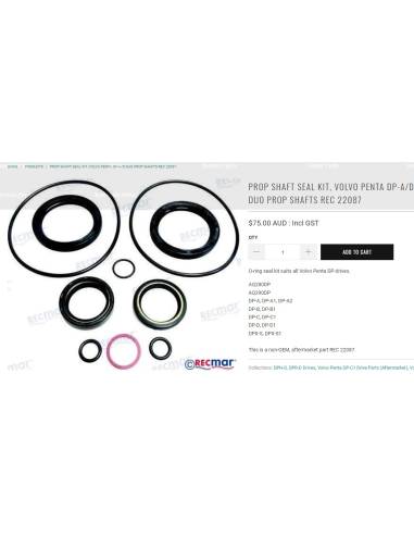 Kit de sello del eje VOLVO PENTA DP-A/D  REC 22087