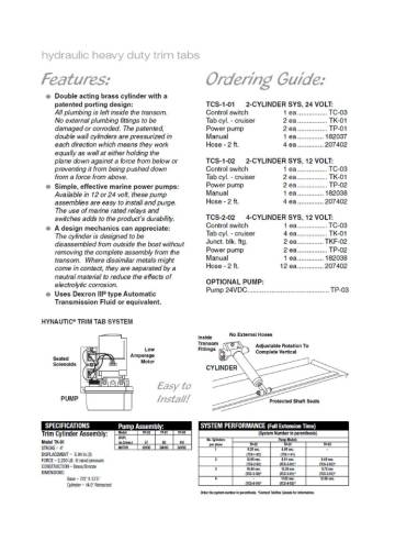 Piston hydraulique 12/24v cruiser t tab sortie