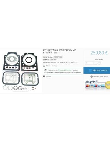 Pochette de joints supérieur pour VOLVO PENTA...