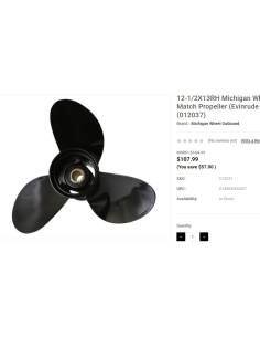 Hélice MICHIGAN 012037 (Evinrude / Johnson) 12-1/2X13RH