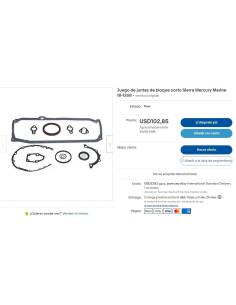 Sierra Mercury Marine 18-1268 Jeu de joints de bloc court 2