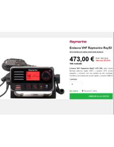 Raymarine Ray53 VHF compacta de clase D incorpora DSC y un receptor GPS interno. 