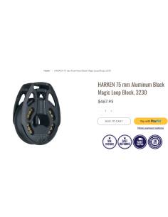 Harken Bloque de bucle mágico negro de aluminio de 75 mm,... 2