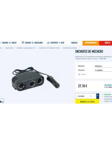 Prise allume-cigare multiplicateur x 3