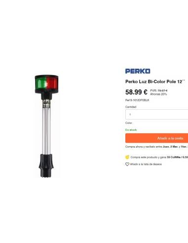 Perko bicolor pole light 1612dp3blk L 45cm