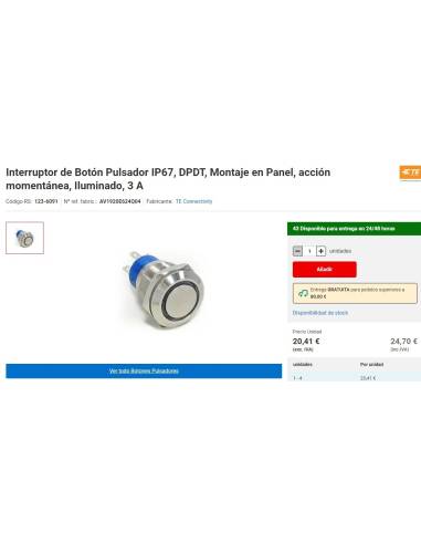 Push Button Switch IP67, DPDT, Panel Mount