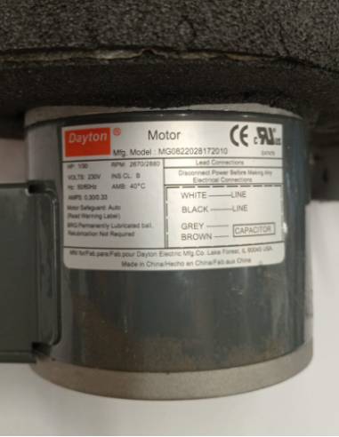 Dayton extract model MG0822028172010 203V