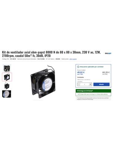 Ventilador Axial AC, 230V, Cuadrado, 80 mm, 38...