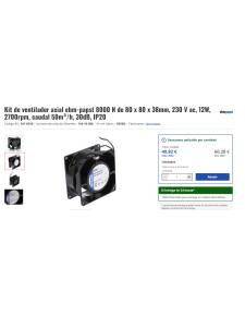 Ventilador Axial AC, 230V, Cuadrado, 80 mm, 38 mm, Cojinete de Casquillo, 29.4 CFM