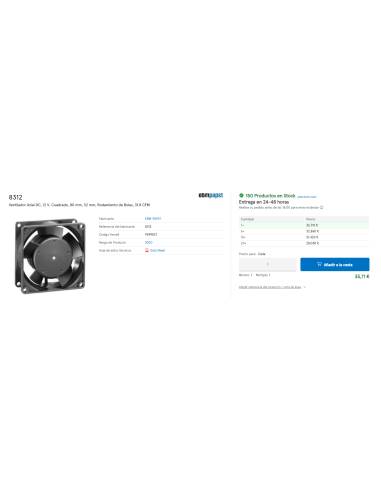 Ventilador Axial DC, 12 V, Cuadrado, 80 mm, 32...