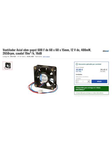 Ventilador Axial ebm-papst 600 F de 60 x 60 x...