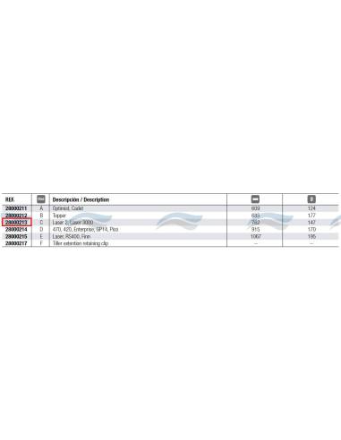 Prolongador timon LASER 2-3000 762mm