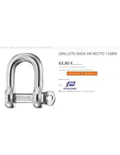 Manille droite WICHARD 12 mm en acier inoxydable