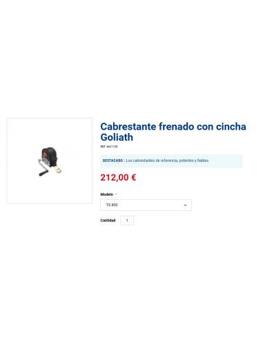 Goliath Cabrestante frenado con cincha 700kgs...