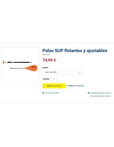 Pala de paddle simple 1,70-2,10mts