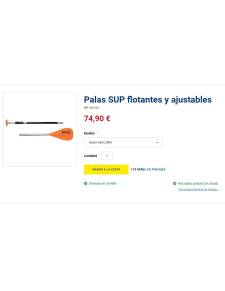 Pala de paddle simple 1,70-2,10mts