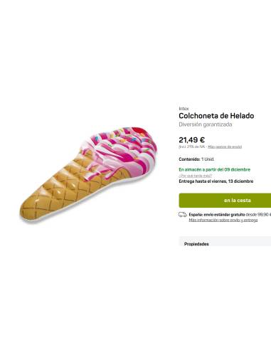 Intex colchoneta ICE CREAM MAT