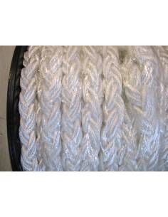 Braided rope 8 strands polyester 20mm white 2