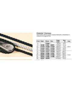 Cabo amarra/ fondeo 3 torones polyester blanco