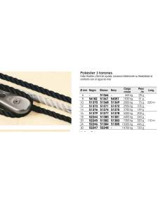 Cabo amarra/ fondeo 3 torones polyester blanco