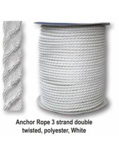 Anchoring rope 3 strands 22mm white beef 4150kgs