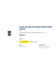 Hella marine Luz tope de mástil clásica 12 V, homologada para barcos 20 m