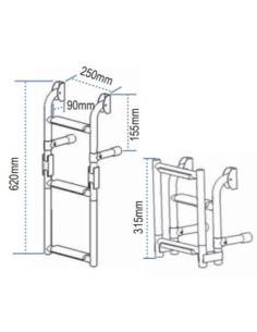Steigleiter für Rückspiegel, aus Edelstahl, Stufen 2+1 2
