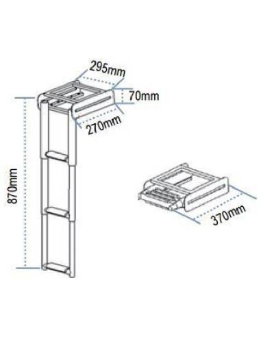 Échelle plateforme 3 marches inox 295x870mm