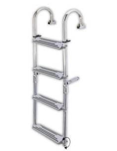 Folding ladder, stainless steel 316, 2+2 steps 180°